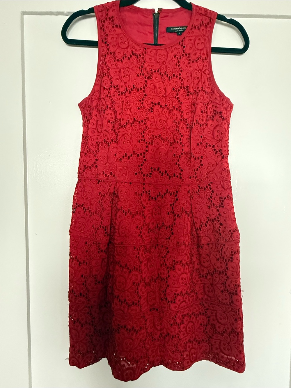 Nanette Lepore Red Sleeveless Lace Mini Dress